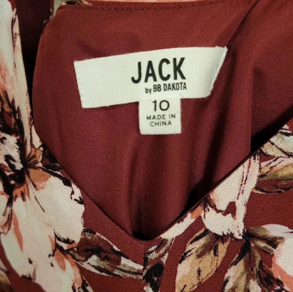 Jack by BB Dakota burgundy flower moves mini dress - Picture 4 of 6